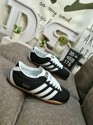 Adidas Black White Canvas Upper Three Stripes Lifestyle Sneakers 9