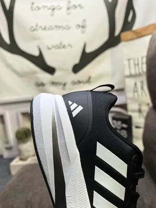 Adidas Black White Mesh Upper Three-Stripe Side Panel Running Shoes 3