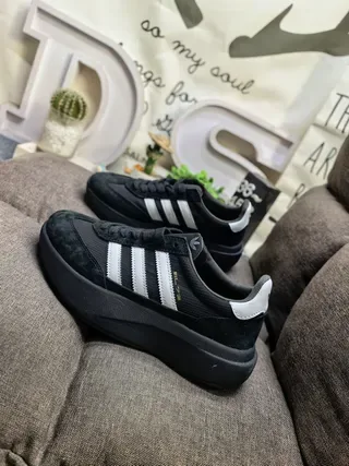 Adidas Black White Platform Sole Suede-Mesh Upper Lifestyle Sneakers 7