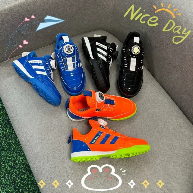 Adidas Noir Blanc Fermeture Rotational Dial Matière Synthétique Patentée Partie Supérieure Chaussures de Football Indoor 6