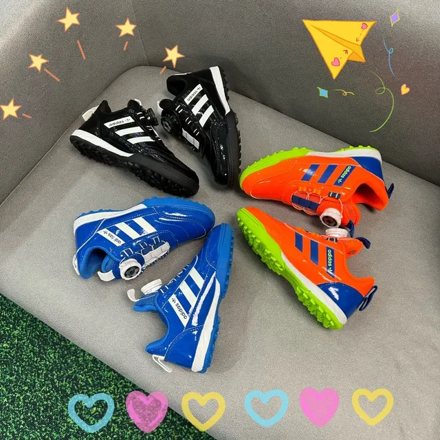 Adidas Noir Blanc Fermeture Rotational Dial Matière Synthétique Patentée Partie Supérieure Chaussures de Football Indoor 8