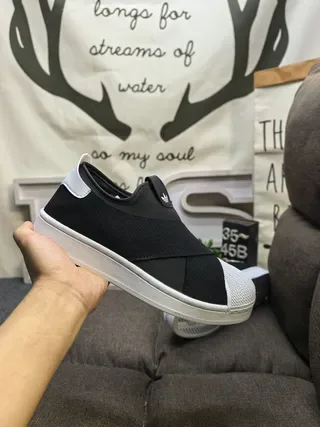 Adidas Black White Slip-On Elasticated Upper Lifestyle Sneakers 5