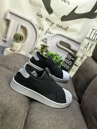 Adidas Black White Slip-On Elasticated Upper Lifestyle Sneakers 9