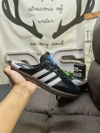 Adidas Black White Slip-On Mule Lace-Up Front Loafer 5