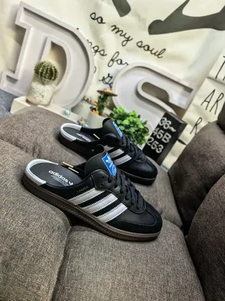 Adidas Black White Slip-On Mule Lace-Up Front Loafer 9