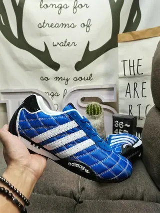 Adidas Blue Black Quilted Diamond-Panel Upper Three White Stripes Lifestyle Sneakers 5