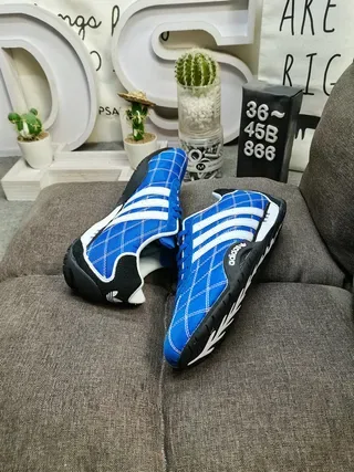 Adidas Blue Black Quilted Diamond-Panel Upper Three White Stripes Lifestyle Sneakers 6