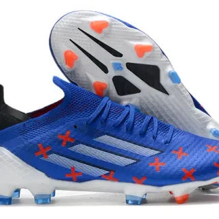 Adidas Blue Orange Knit Upper Asymmetric Lacing Firm-Ground Soccer Shoes