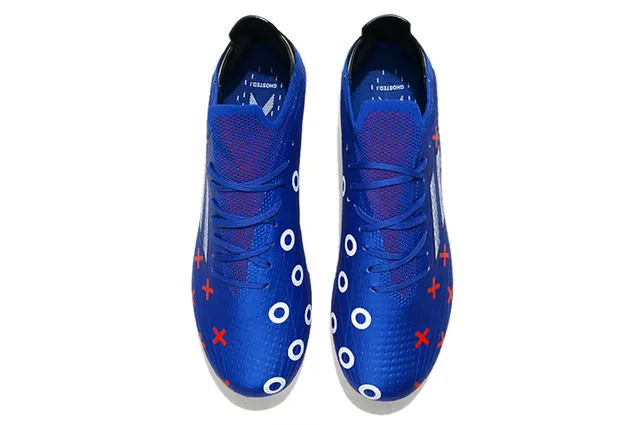 Adidas Blue Orange Knit Upper Asymmetric Lacing Firm-Ground Soccer Shoes 2
