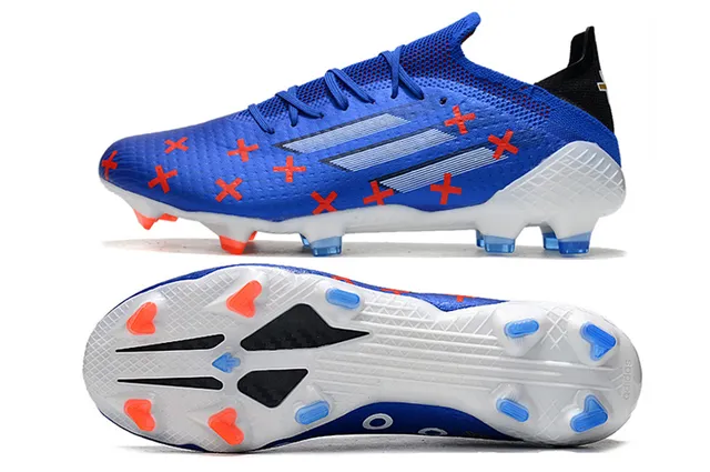 Adidas Blue Orange Knit Upper Asymmetric Lacing Firm-Ground Soccer Shoes 5
