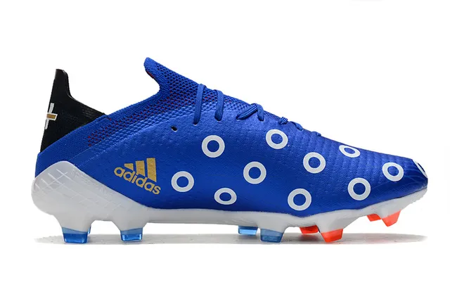 Adidas Blue Orange Knit Upper Asymmetric Lacing Firm-Ground Soccer Shoes 7