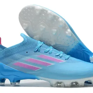 Adidas Blue Pink Low-Cut Knit Upper TPU Cage Overlay Firm-Ground Soccer Shoes