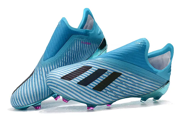 Adidas Chaussures de football Upper tricot cyan translucide bleu rose métallique réfléchissant plaque de semelle ferme 2