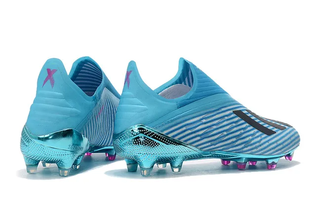Adidas Chaussures de football Upper tricot cyan translucide bleu rose métallique réfléchissant plaque de semelle ferme 7