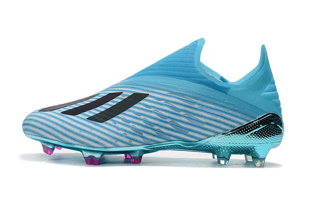 Adidas Chaussures de football Upper tricot cyan translucide bleu rose métallique réfléchissant plaque de semelle ferme 10