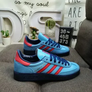 Adidas Blue Red Suede Upper Three-Stripe Side Panel Lifestyle Sneakers