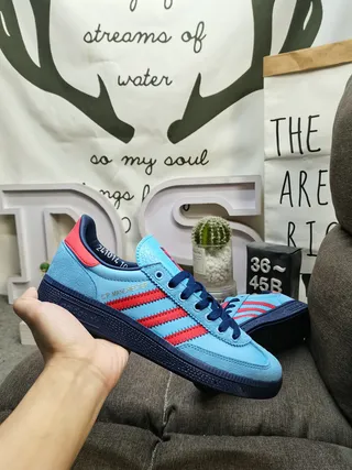Adidas Blue Red Suede Upper Three-Stripe Side Panel Lifestyle Sneakers 6