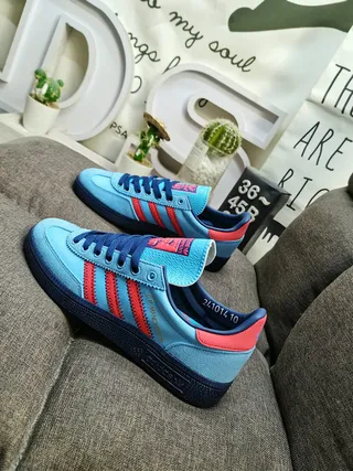 Adidas Blue Red Suede Upper Three-Stripe Side Panel Lifestyle Sneakers 7