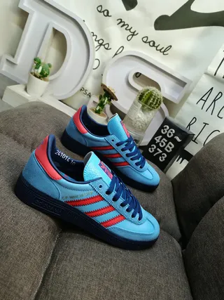 Adidas Blue Red Suede Upper Three-Stripe Side Panel Lifestyle Sneakers 9