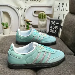 Adidas Blue Silver Low-Top Suede-Leather Upper Lifestyle Sneakers