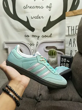 Adidas Blue Silver Low-Top Suede-Leather Upper Lifestyle Sneakers 5