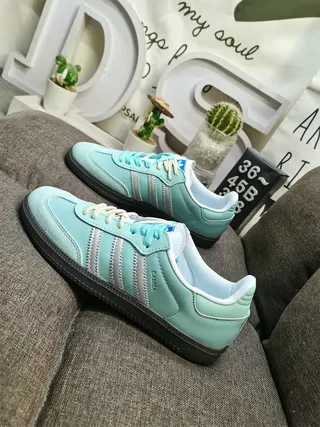 Adidas Blue Silver Low-Top Suede-Leather Upper Lifestyle Sneakers 7
