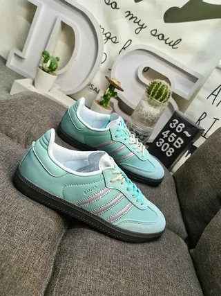 Adidas Blue Silver Low-Top Suede-Leather Upper Lifestyle Sneakers 9