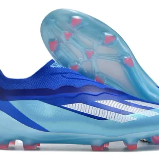 Adidas Blue Transparent Sock-Fit Knit Collar Translucent TPU Cage Firm-Ground Soccer Shoes