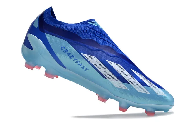 Adidas Blue Transparent Sock-Fit Knit Collar Translucent TPU Cage Firm-Ground Soccer Shoes 2