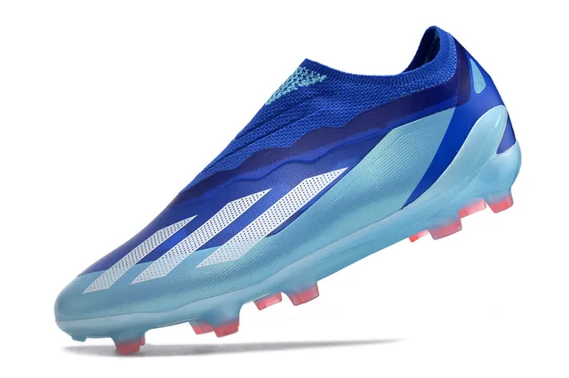 Adidas Blue Transparent Sock-Fit Knit Collar Translucent TPU Cage Firm-Ground Soccer Shoes 3