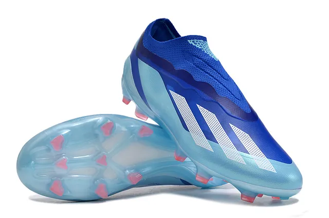 Adidas Blue Transparent Sock-Fit Knit Collar Translucent TPU Cage Firm-Ground Soccer Shoes 4