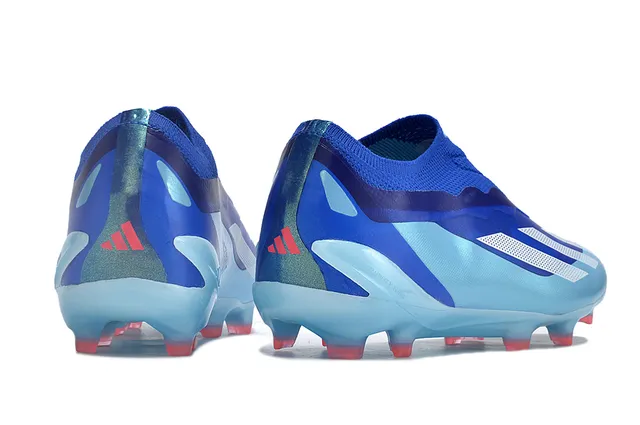 Adidas Blue Transparent Sock-Fit Knit Collar Translucent TPU Cage Firm-Ground Soccer Shoes 5