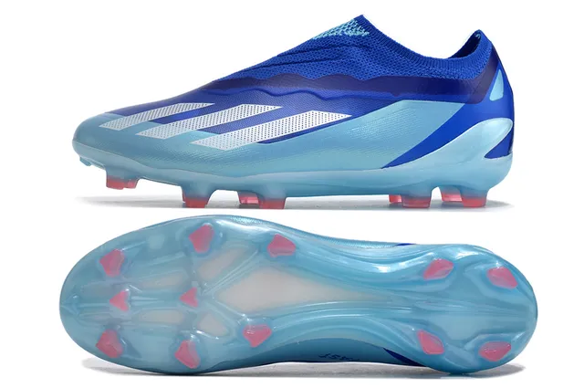 Adidas Blue Transparent Sock-Fit Knit Collar Translucent TPU Cage Firm-Ground Soccer Shoes 6