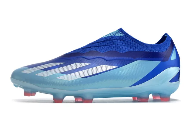 Adidas Blue Transparent Sock-Fit Knit Collar Translucent TPU Cage Firm-Ground Soccer Shoes 7