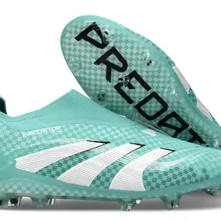 Adidas Blue White Translucent Checkered Upper Sock-Fit Collar Firm-Ground Soccer Shoes