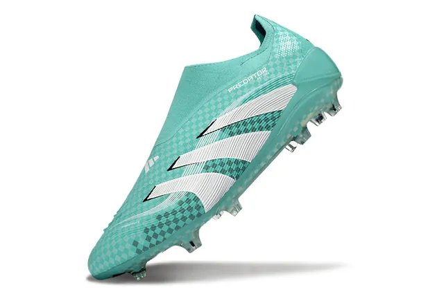 Adidas Blue White Translucent Checkered Upper Sock-Fit Collar Firm-Ground Soccer Shoes 3