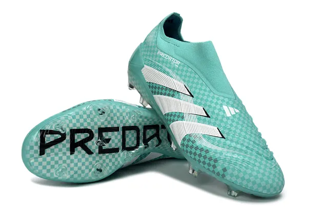 Adidas Blue White Translucent Checkered Upper Sock-Fit Collar Firm-Ground Soccer Shoes 4