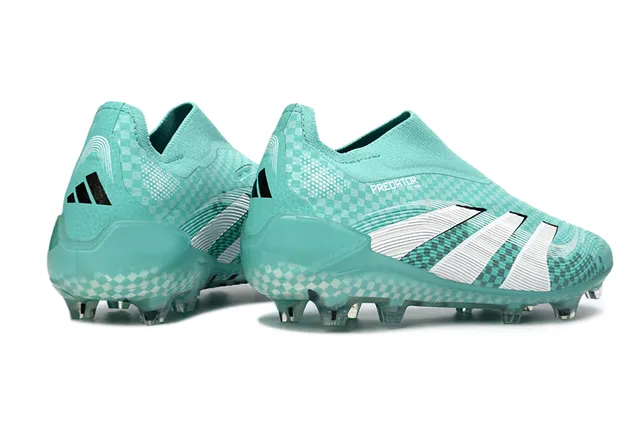 Adidas Blue White Translucent Checkered Upper Sock-Fit Collar Firm-Ground Soccer Shoes 5