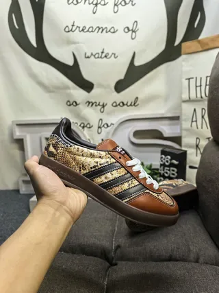 Adidas Brown Black Low-Top Snakeskin-Print Lifestyle Sneakers 5