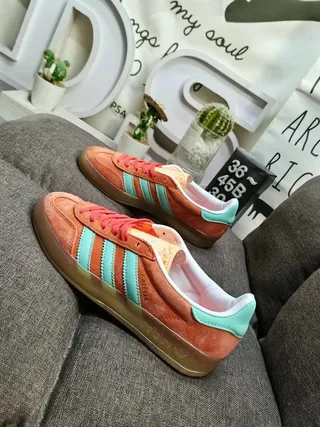 Adidas Brown Blue Suede Upper Three-Stripe Side Panel Lifestyle Sneakers 7