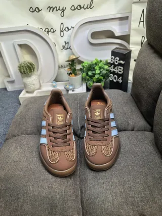 Adidas Brown Blue Woven Textile Upper Light Three Stripes Lifestyle Sneakers 10