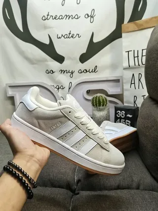 Adidas Campus Beige and White Lifestyle Sneakers 5