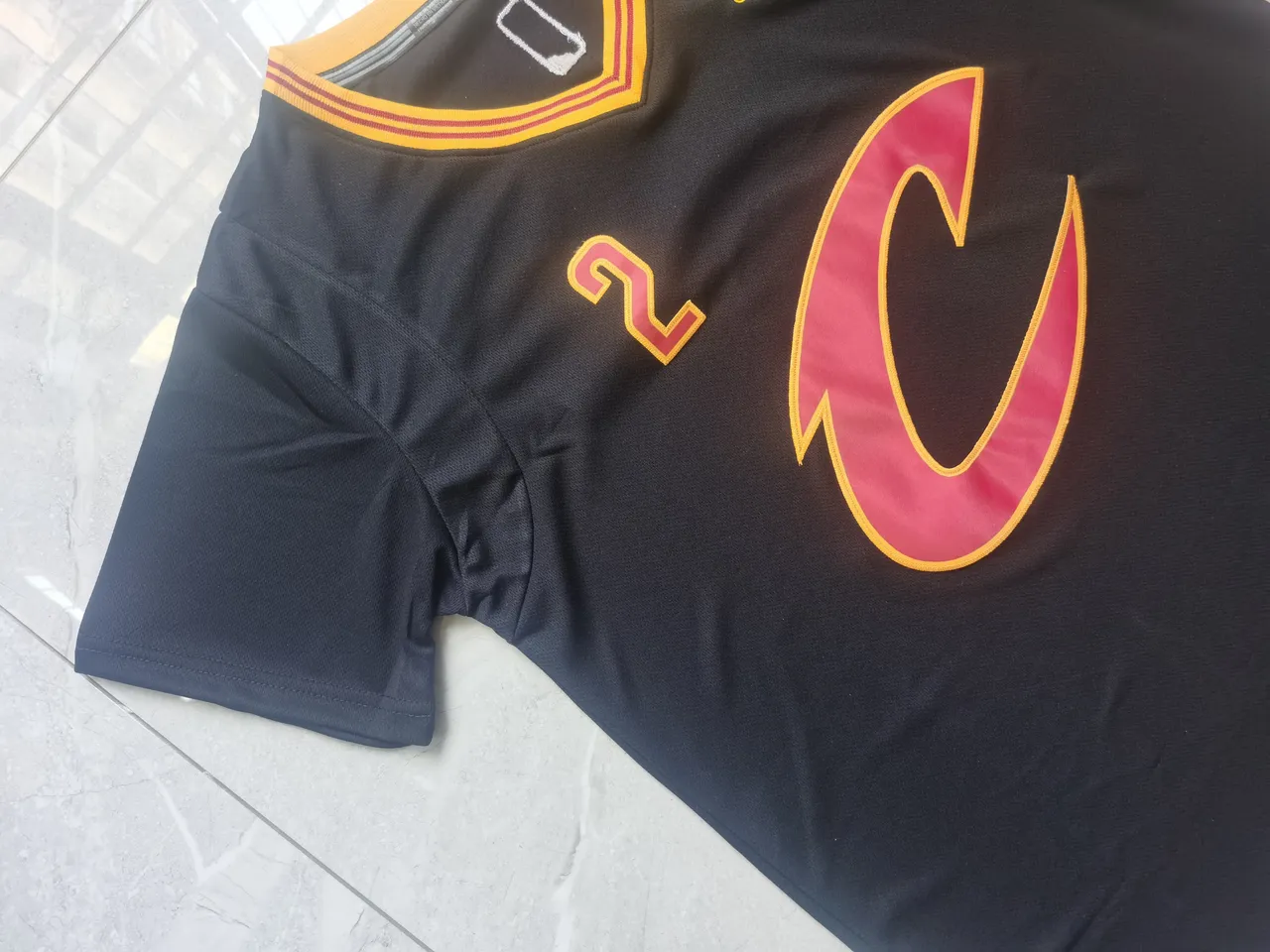 Adidas Cleveland Cavaliers Kyrie Irving No.2 Black Red Gold Jersey 4