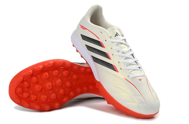 Adidas Copa Beige Red Sapatos de futebol de corte baixo com cadarço tacos de borracha moldados grama artificial 4