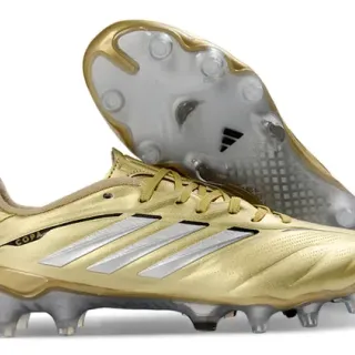 Adidas Copa Gold Silver Metallic Upper Three-Stripe Branding Firm-Ground Soccer Shoes