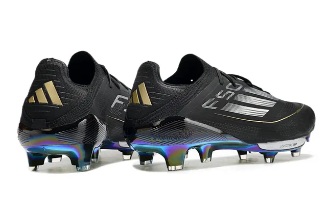 Adidas F50 Black Multicolor Low-Cut Sock-Fit Upper Iridescent Rainbow Soleplate Firm-Ground Soccer Shoes 5