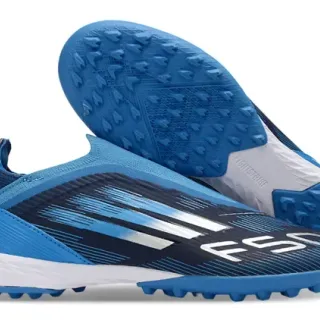 Adidas F50 Azul marino Low-Cut Sock-Fit Collar Gráficos Dinámicos de Línea de Velocidad Zapatillas de Fútbol para Césped Artificial