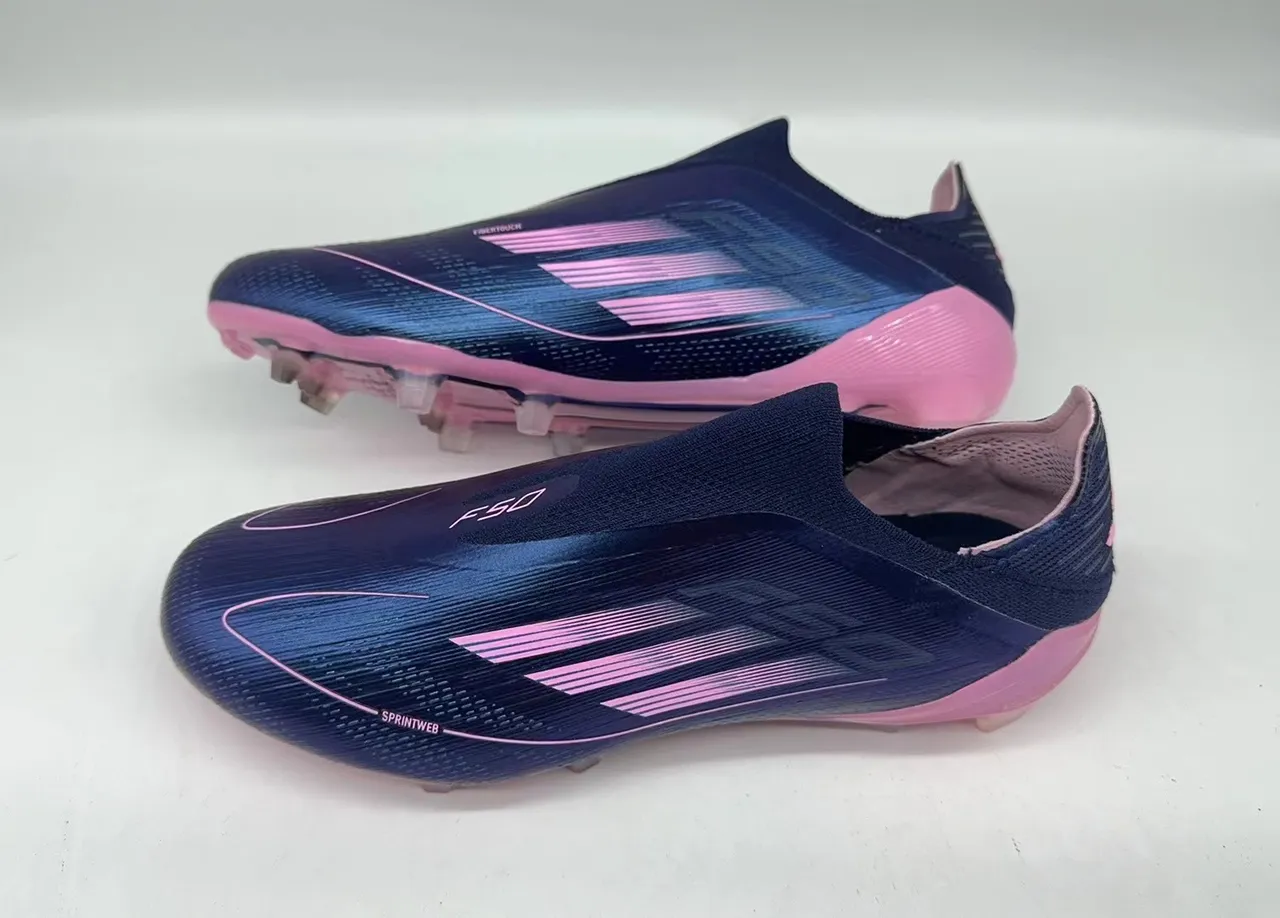 Adidas F50 Blue Pink Sleek Low-Cut Sock-Fit Upper Molded Studs Firm-Ground Soccer Shoes 2