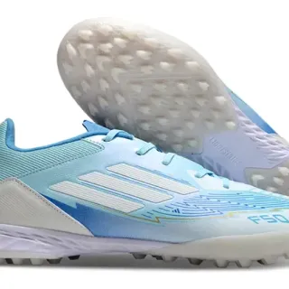 Adidas F50 Zapatos de Fútbol Turf Azul Claro Blanco