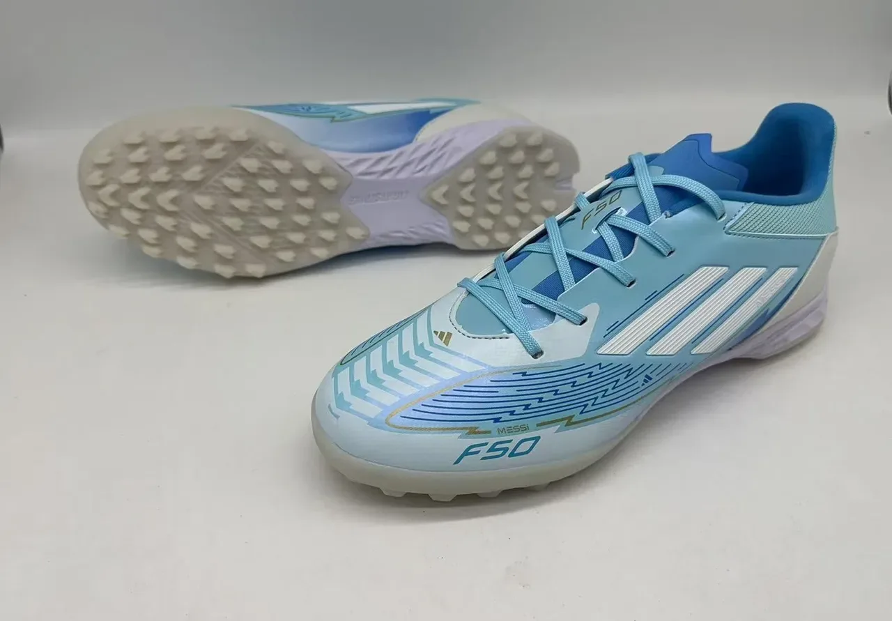 Adidas F50 Chaussures de Football Turf Bleu Clair Blanc 8